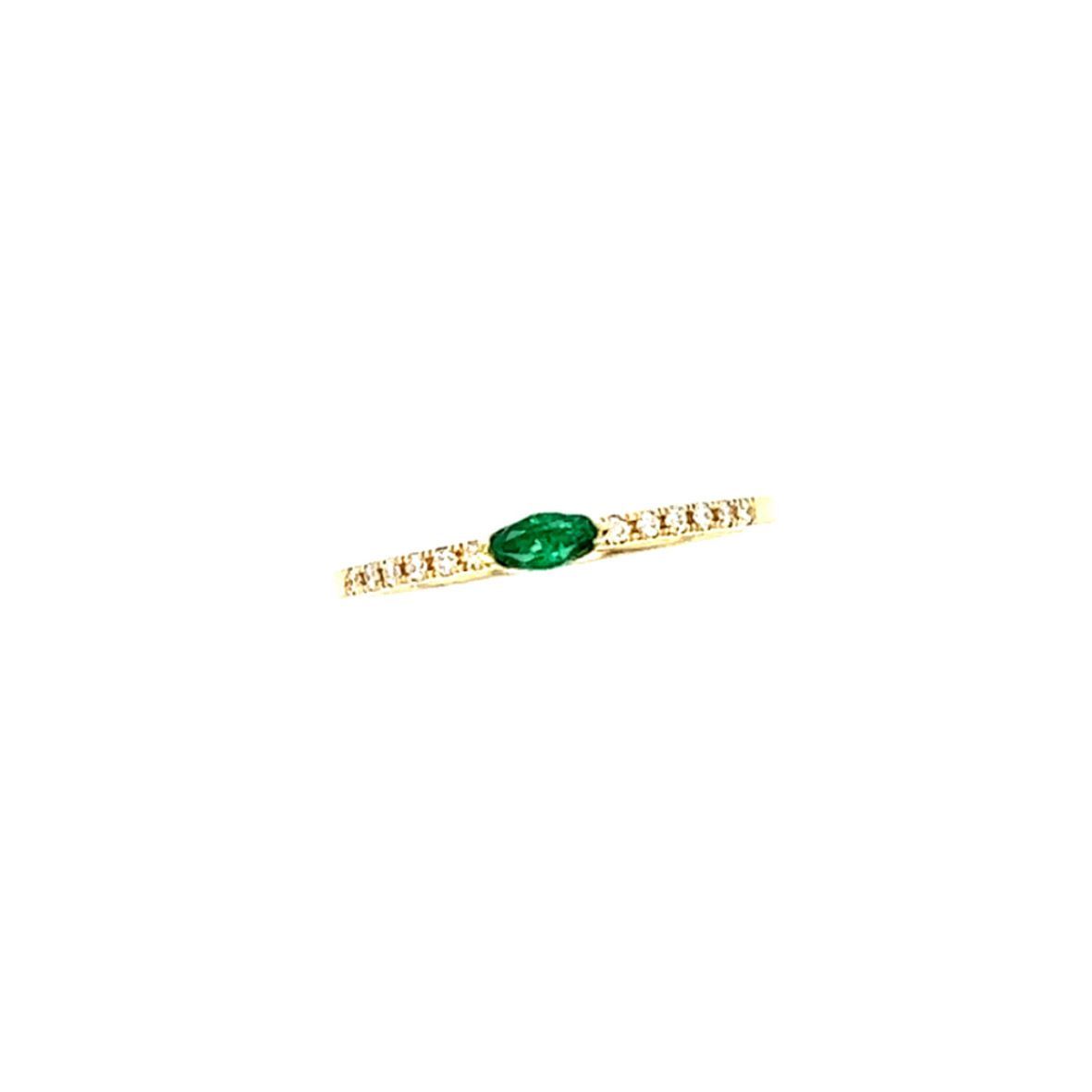 Damenring Gelbgold 585/- Brillant Smaragd