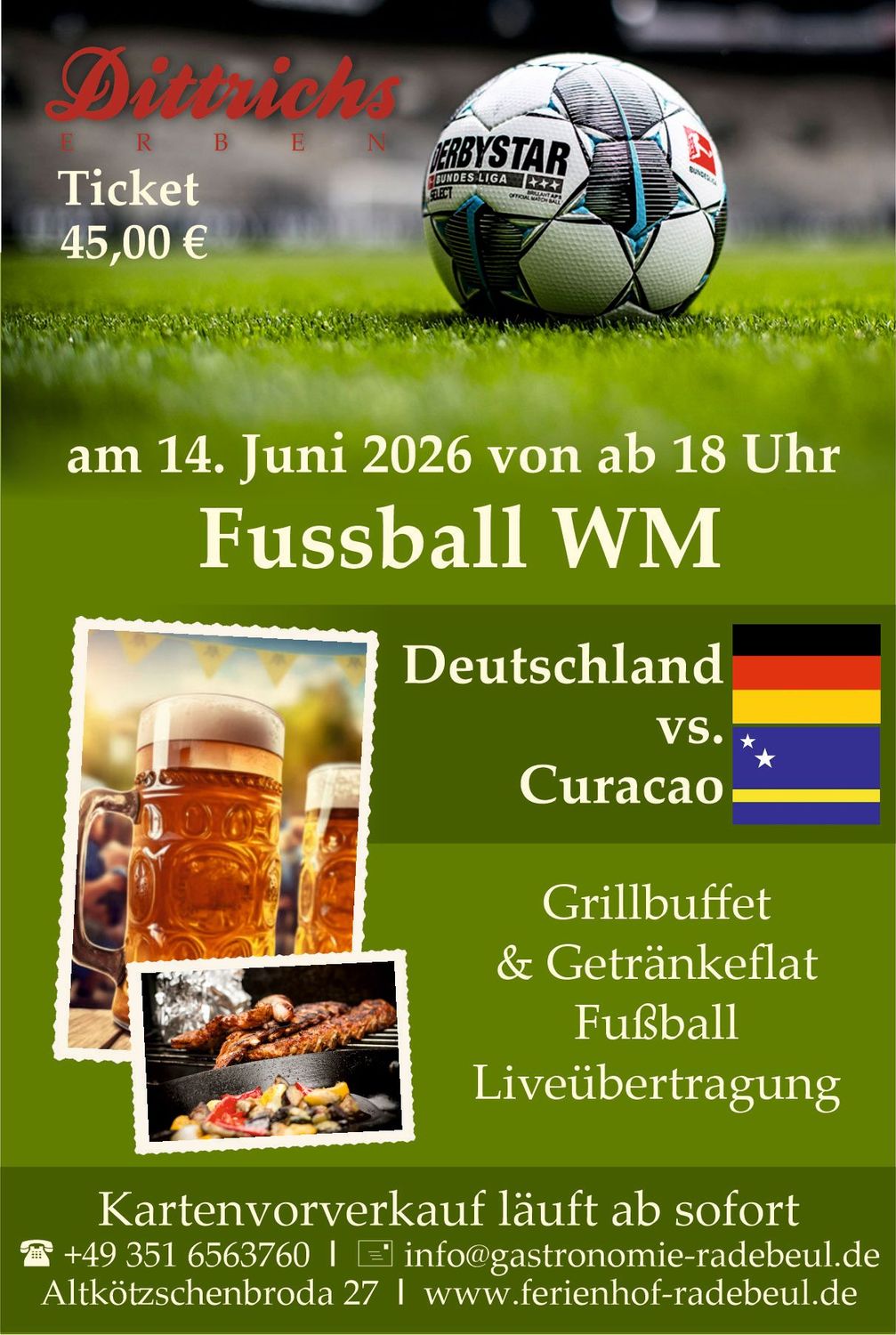 FußballWM 14.Juni mit Buffet und Getränken