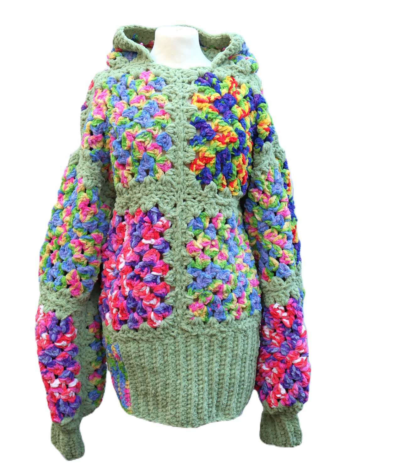 Pullover mit Kapuze Sweater gehäkelt Tunika