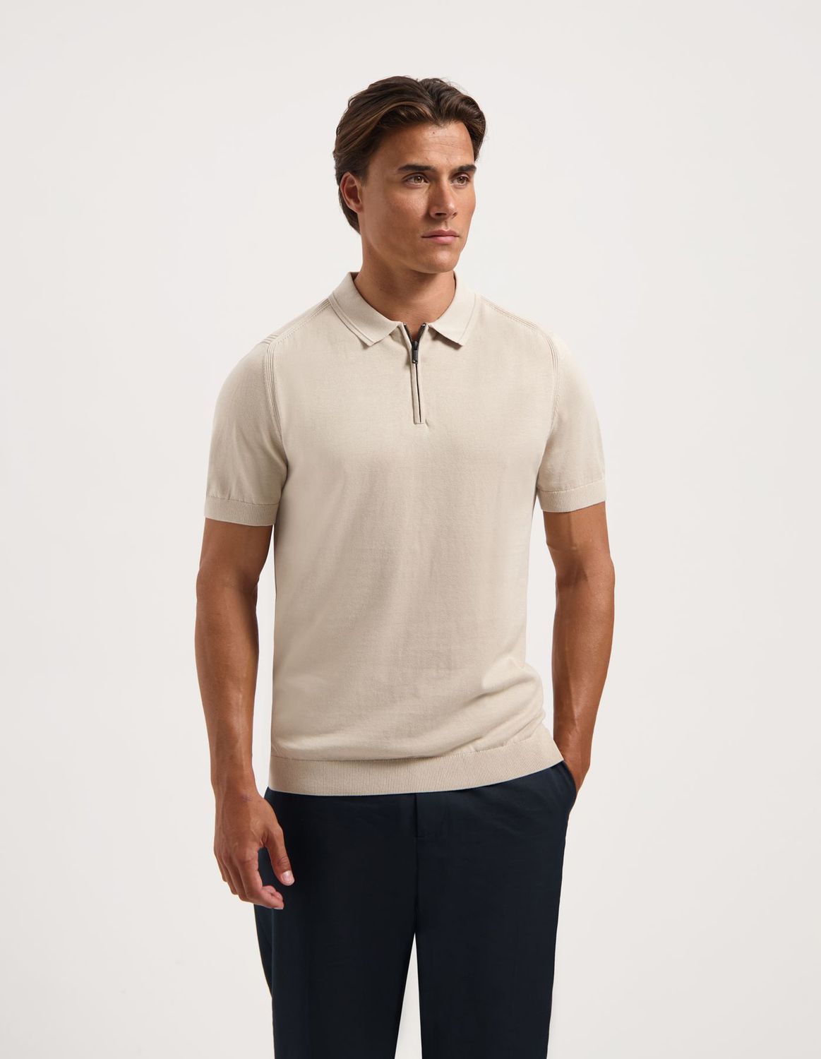 Saint Steve polo met zip - Sand