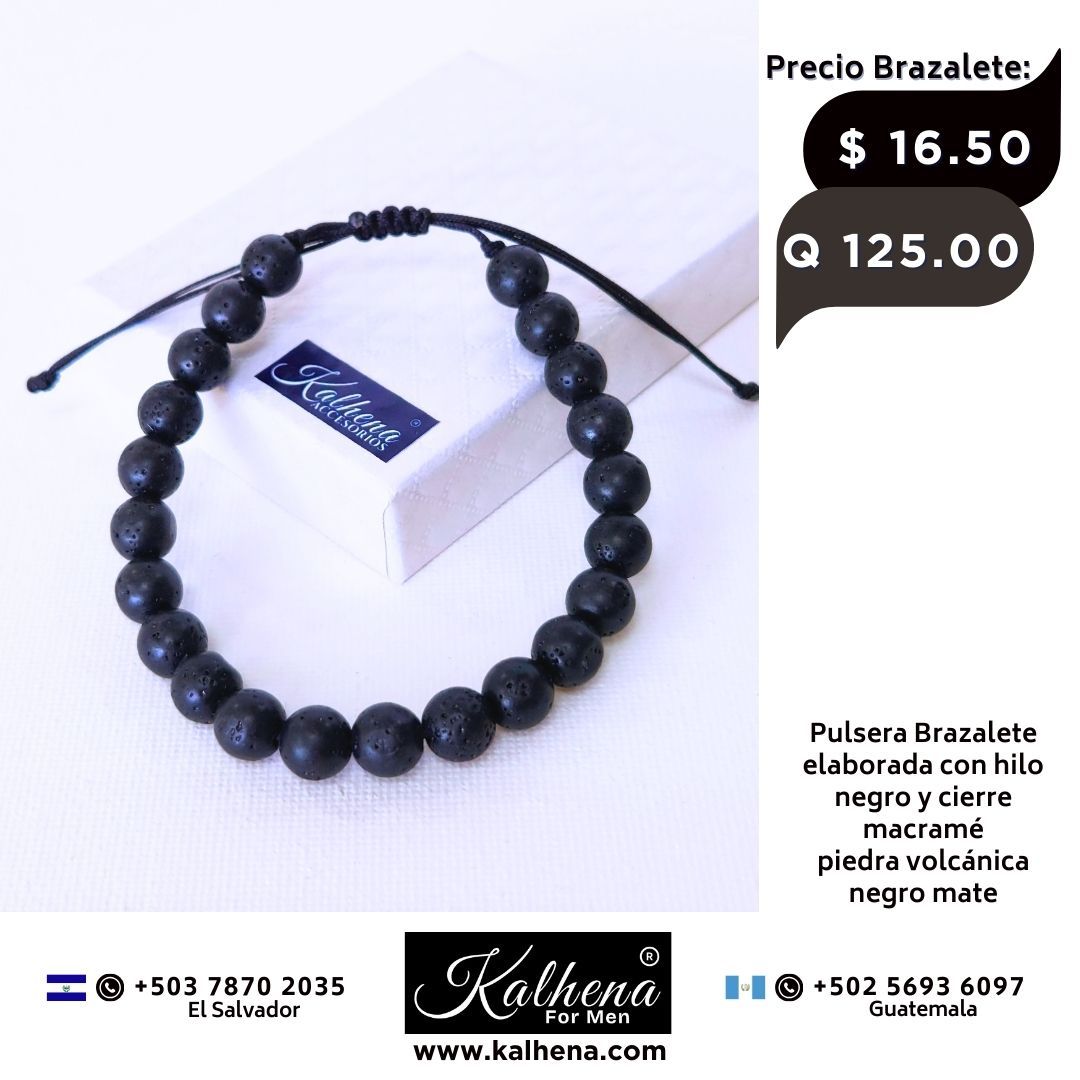 Pulsera Brazalete piedra natural negro mate