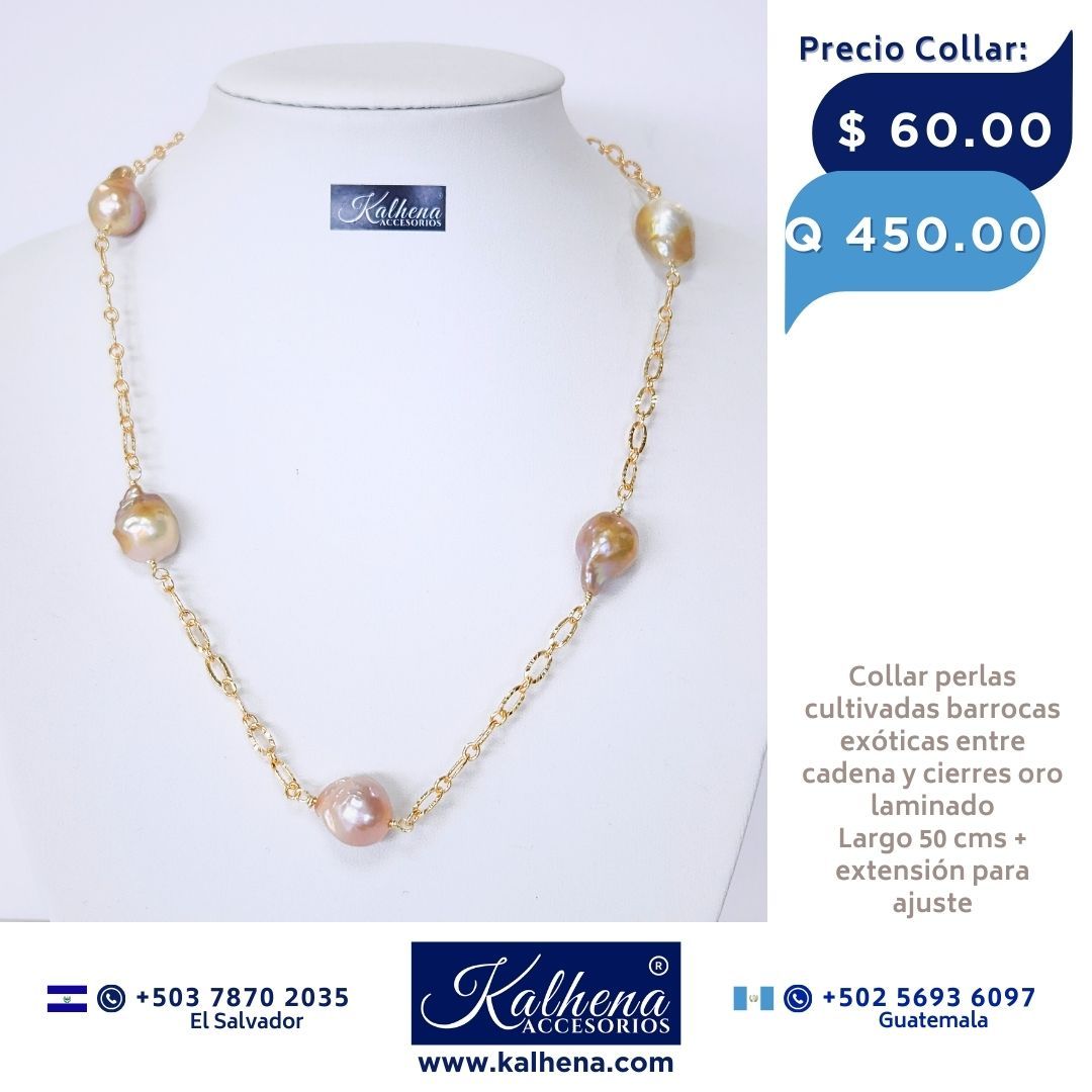 Collar perlas cultivadas barrocas exóticas tono ivory