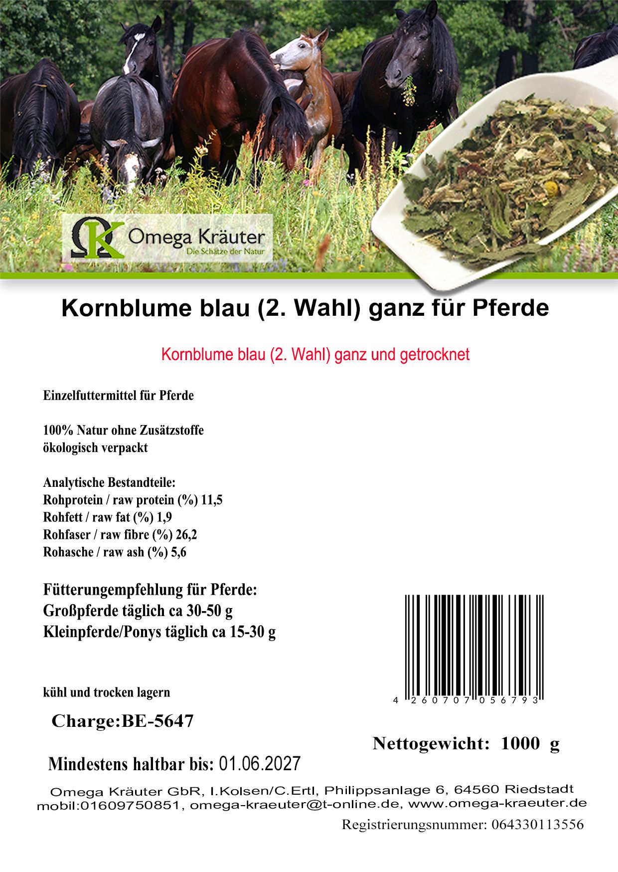 Kornblumenblüten blau (2. Wahl) ganz