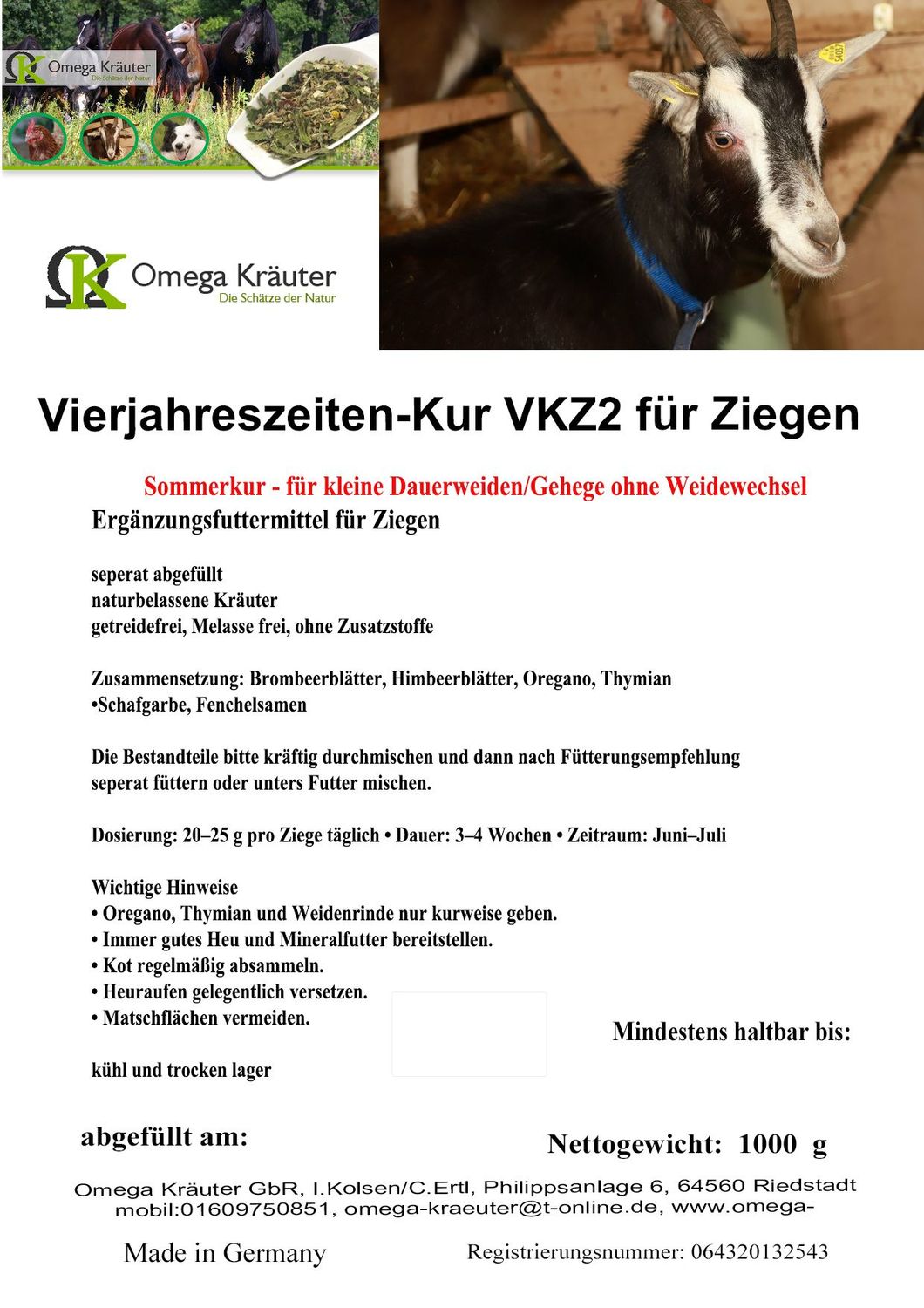 Vierjahreszeiten-Kur für Ziegen VKZ2 - Sommer