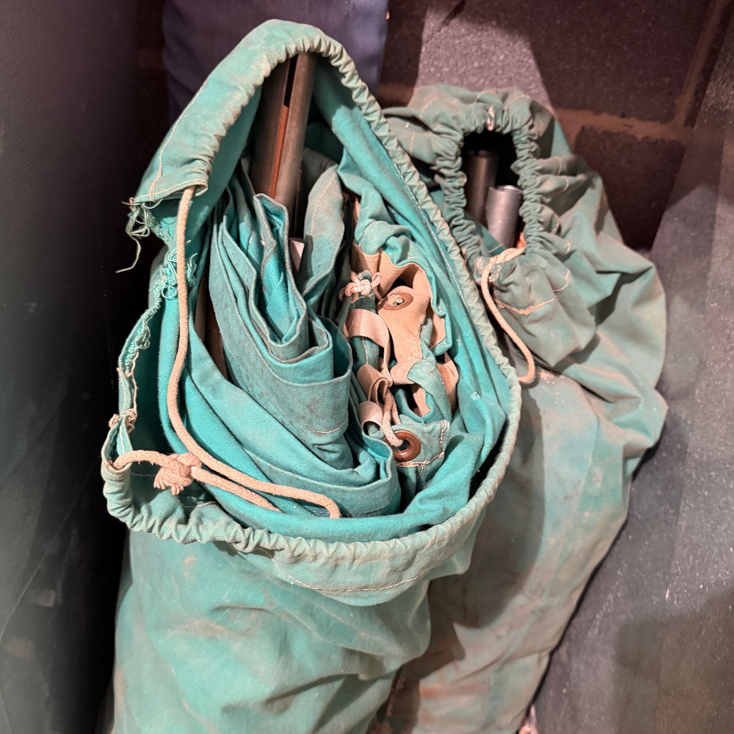 Mystery tent lot - vintage canvas tent, large, with poles