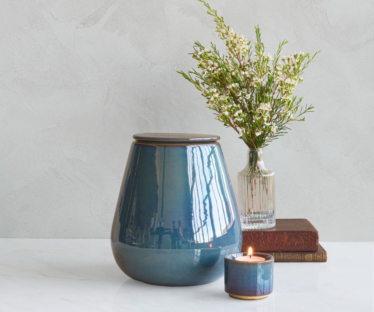 Kleurglazuur urn model ATHOS blauw-groen glazuur - SB427-L