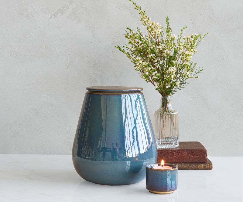 Kleurglazuur urn model ATHOS blauw-groen glazuur - SB427-L