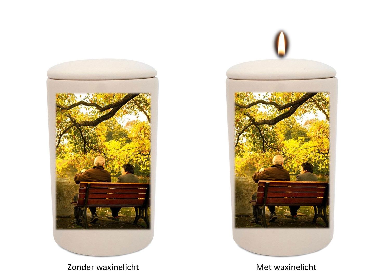 Cilinder urn - unieke urn met mooie familie foto-herinnering (met of zonder waxinelicht bovenin)