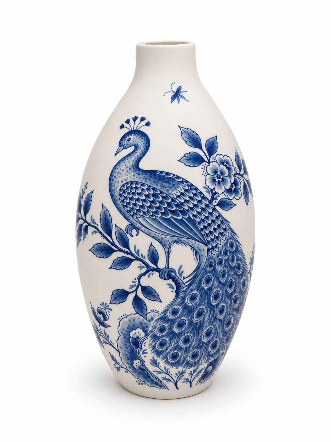 Urn "Pauw speciaal" (model PU-3-WAXINE) in Delfts Blauw, met waxinelicht bovenin - hand beschilderd