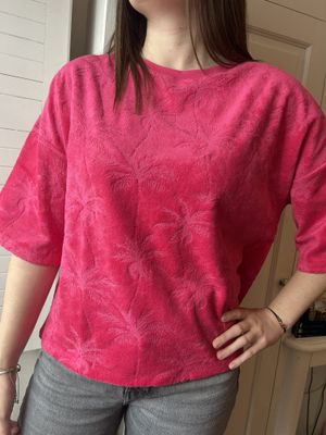 T-SHIRT FEMME ÉPONGE JACQUARD PALMIER