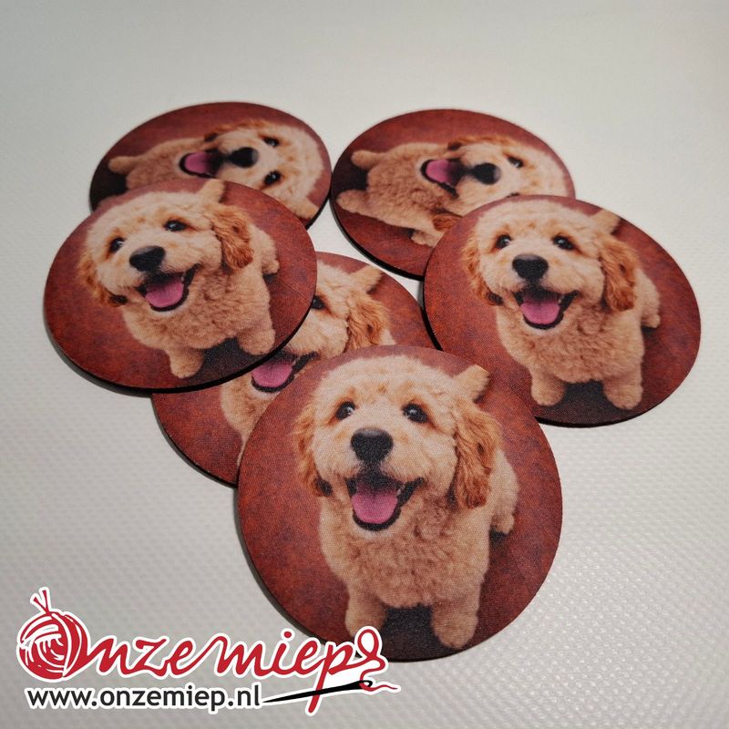 Labradoodle onderzetters – set van 6 rubberen onderzetters