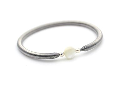 Elegantes Stretcharmband mit Perlmutt & 925 Silber – zeitlos & pur