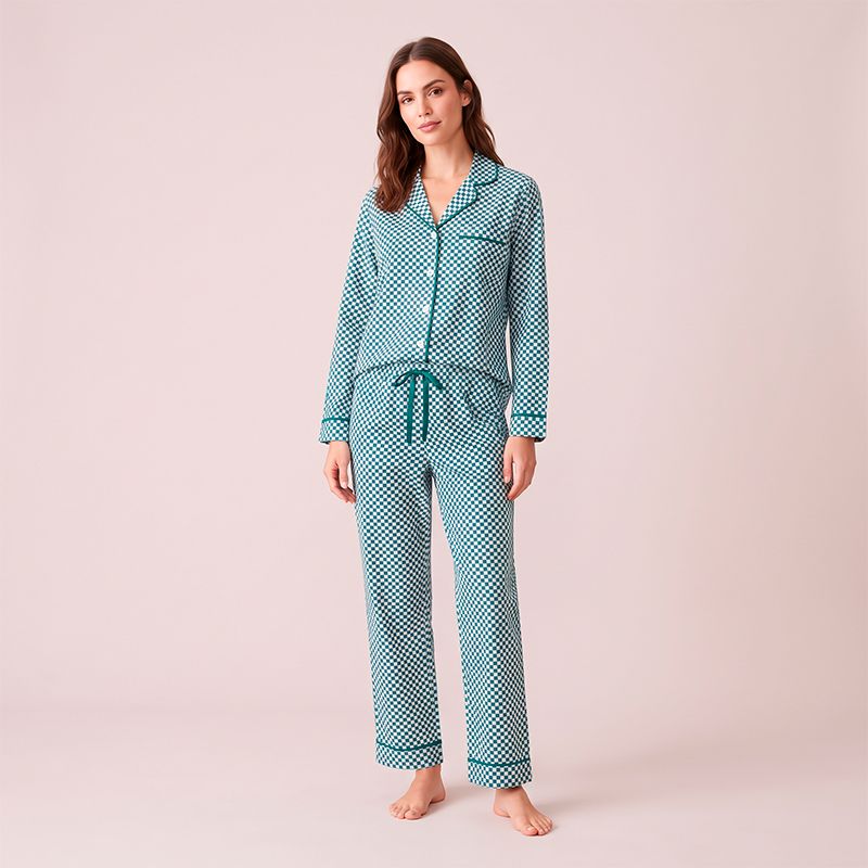 Pijama dama cuadros verde