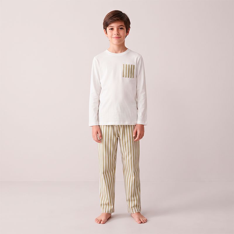 Pijama juvenil caballero rayas salvia