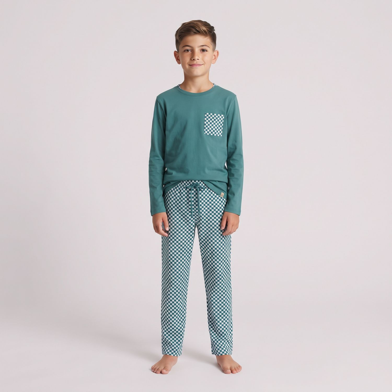 Pijama juvenil caballero cuadros verde