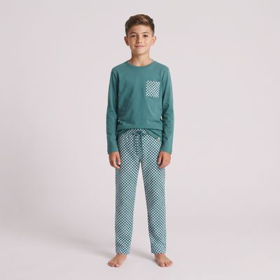 Pijama juvenil caballero cuadros verde Pijama juvenil caballero cuadros verde