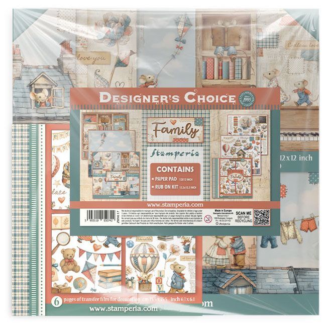 Stamperia - Family / Baby Collection - Rub On &amp; Paper Pack - 12 x 12 - ZBNL17 - 10 plus Rub On Book