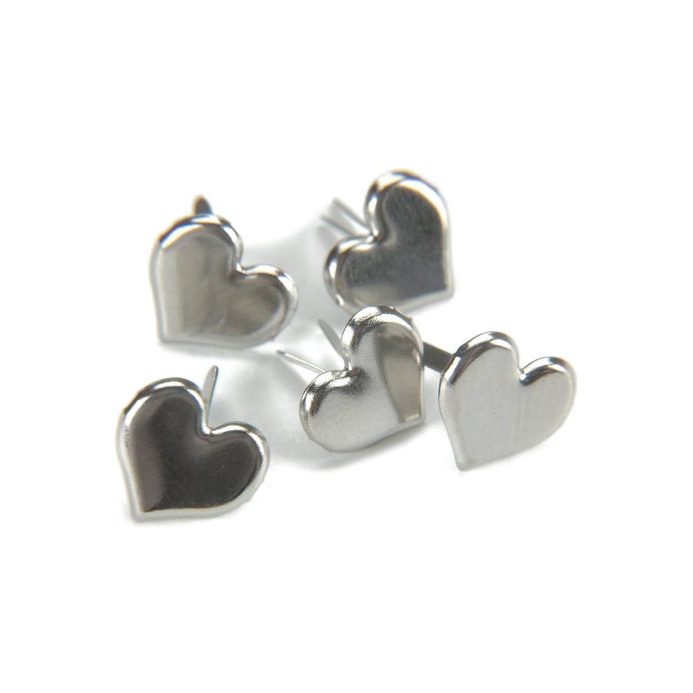 Creative Impressions - Brads - Silver Hearts - 3/8" (7mm) - 50 pack - 92003