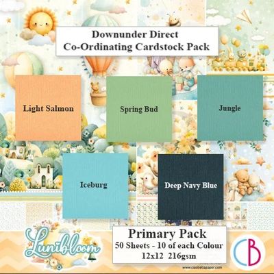 Ciao Bella - Lunibloom Collection - Primary Cardstock Pack - 12 x 12 - 10 Pack