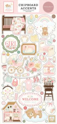 Carta Bella - Little Lullabies Collection - Baby Girl - Chipboard Accents - 6" x 13" - CBLUG486021