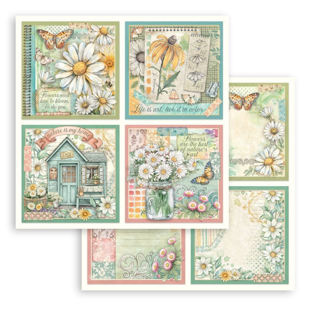 Stamperia - Daisy Art Collection - Single Sheet - 4 Cards - 12" x 12" - SBB1130