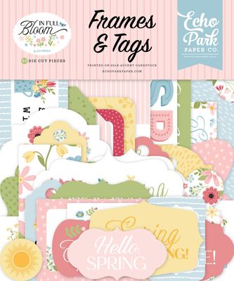 Echo Park Paper Co - In Full Bloom Collection - Tags &amp; Frames Ephemera - IFB484025 - 33 pcs