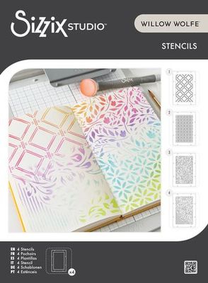 Sizzix - Willow Wolfe - Stencil Set -  Backgrounds - A6 - 667004 - 4pcs