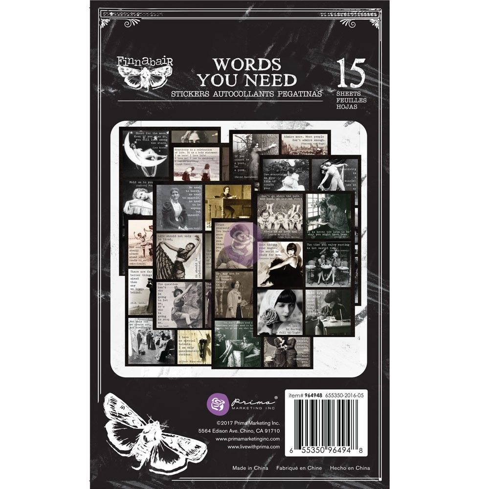 Prima Marketing - Finnabair - Art Daily Planner - Stickers - Words You Need - 964948 - 15 Sheets - 7.5" x 4.5"