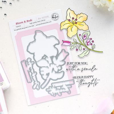 PinkFresh Studio - Bloom &amp; Buds Bundle - Stamp, Stencil &amp; Die Bundle - 325126,325326 &amp; 325226