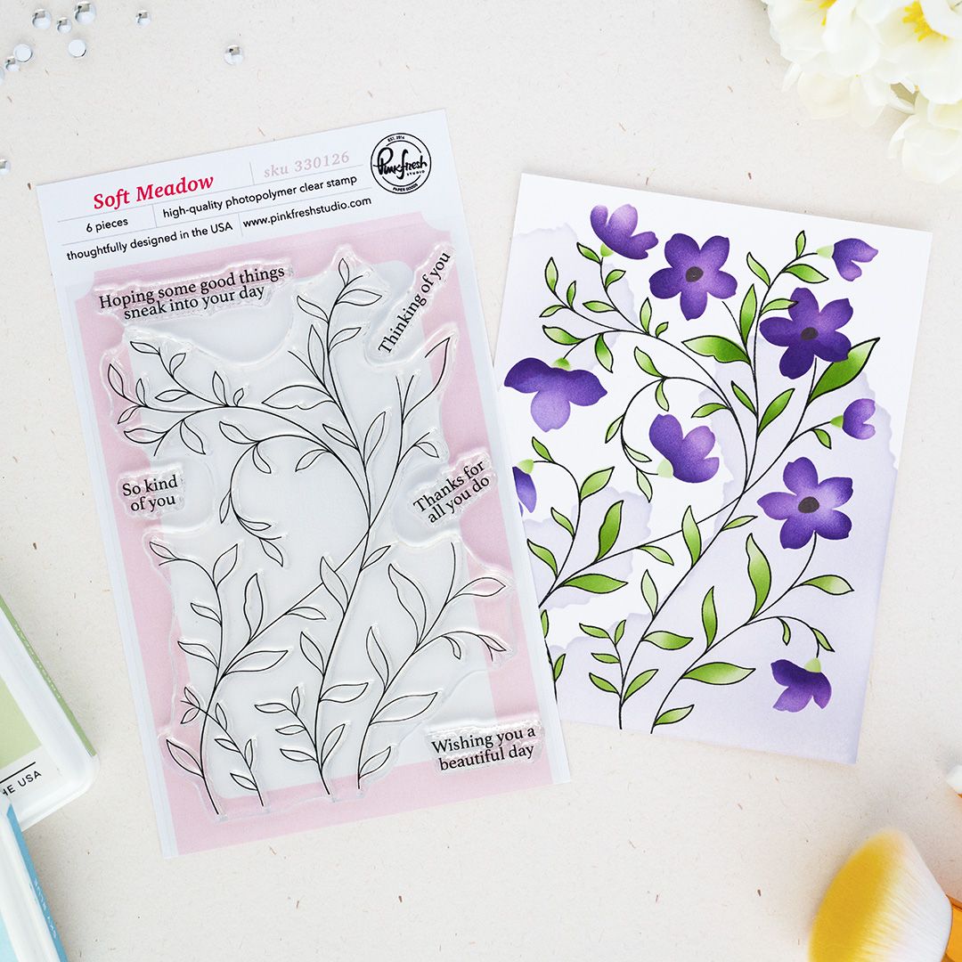 PinkFresh Studio - Soft Meadow Bundle - Stamp &amp; Stencil Only - 330226 &amp; 330126