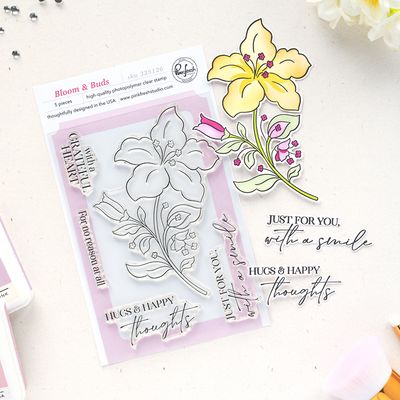 PinkFresh Studio - Bloom &amp; Buds Bundle - Stamp, Stencil &amp; Die Bundle - 325126,325326 &amp; 325226