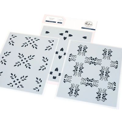 PinkFresh Studio - Petal Mosaic Bundle - Stencil &amp; Coverplate Die - 298625 &amp; 309725