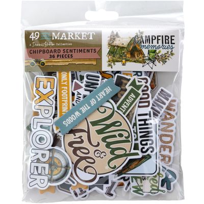 49 &amp; Market - A Dennis Bruton Collection - Campfire Memories - Chipboard Set - DCM37487 36 pcs