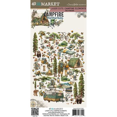 49 &amp; Market - A Dennis Bruton Collection - Campfire Memories -  Laser Cut Elements - 6" x 12" -DCM37449 - 142 pcs