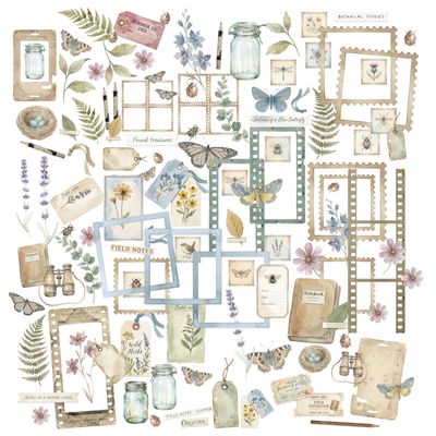 49 &amp; Market - An Art House Whimsy Collection - The Quiet Observer - Laser Cut Elements - 6" x 12" - TQO37197 - 117 pcs