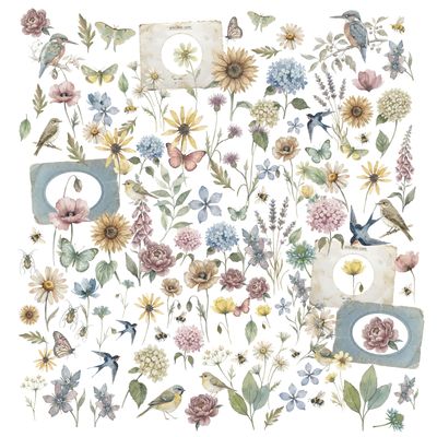 49 &amp; Market - An Art House Whimsy Collection - The Quiet Observer - Laser Cut Wildflowers - 6" x 12" - TQO37203 - 137 pcs