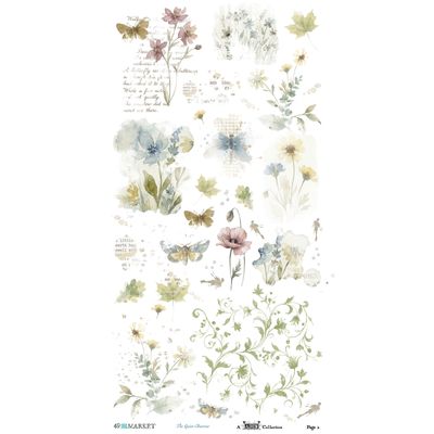 49 &amp; Market - An Art House Whimsy Collection - The Quiet Observer - Rub On Transfers - Blendable - 6" x 12" - TQO37180 - 2 Sheets