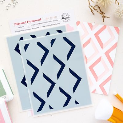 PinkFresh Studio - Seasons of Wonder Collection - Diamond Framework - Stencil - 333526 - 2pcs