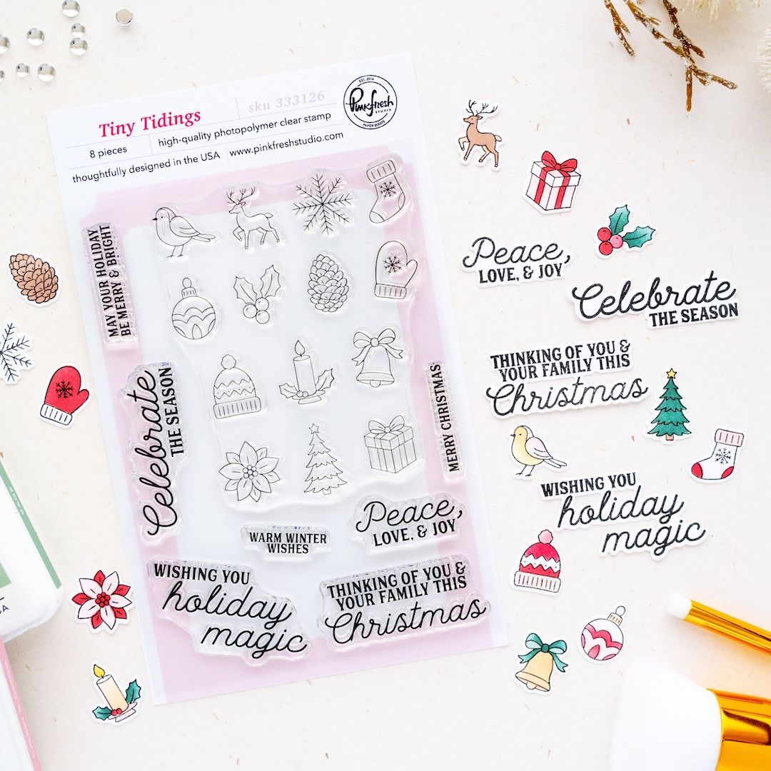 PinkFresh Studio - Season of Wonder Collection - Bundle - Tiny Tidings - Stamp, Stencil &amp; Die - 333126, 333326, &amp; 333226