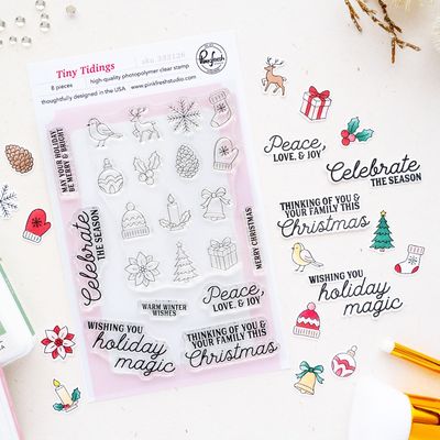 PinkFresh Studio - Season of Wonder Collection - Bundle - Tiny Tidings - Stamp, Stencil &amp; Die - 333126, 333326, &amp; 333226