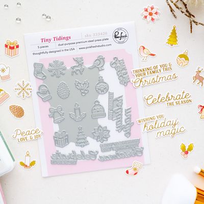 PinkFresh Studio - Season of Wonder Collection - Press Plate - Tiny Tidings - 333426