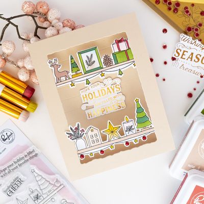 PinkFresh Studio - Season of Wonder Collection - Press Plate - Treasured Greetings - 337926