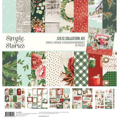 Simple Stories - Simple Vintage Evergreen Memories Collection - 12" x 12" Paper Pack - 27800 - 78 pcs