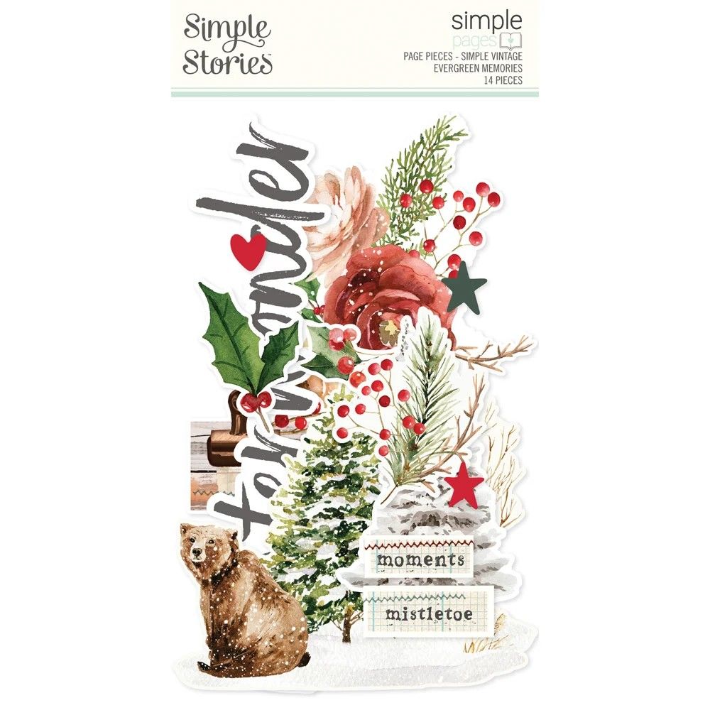 Simple Stories - Simple Vintage Evergreen memories  Collection - Page Pieces -   Die Cuts - 27833 - 14 pcs