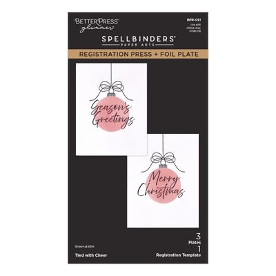 Spellbinders Paper Arts - Press &amp; Foil Plate (Registration) - Tied with Cheer - BPR-051 - 3 plates 1 template
