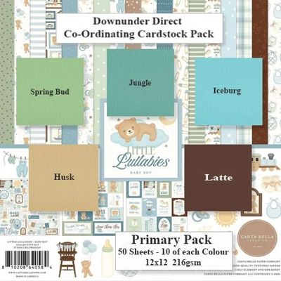 Echo Park - Carta Bella - Little Lullabies Collection - 12" x 12" - Primary Cardstock Pack - 10 Sheets