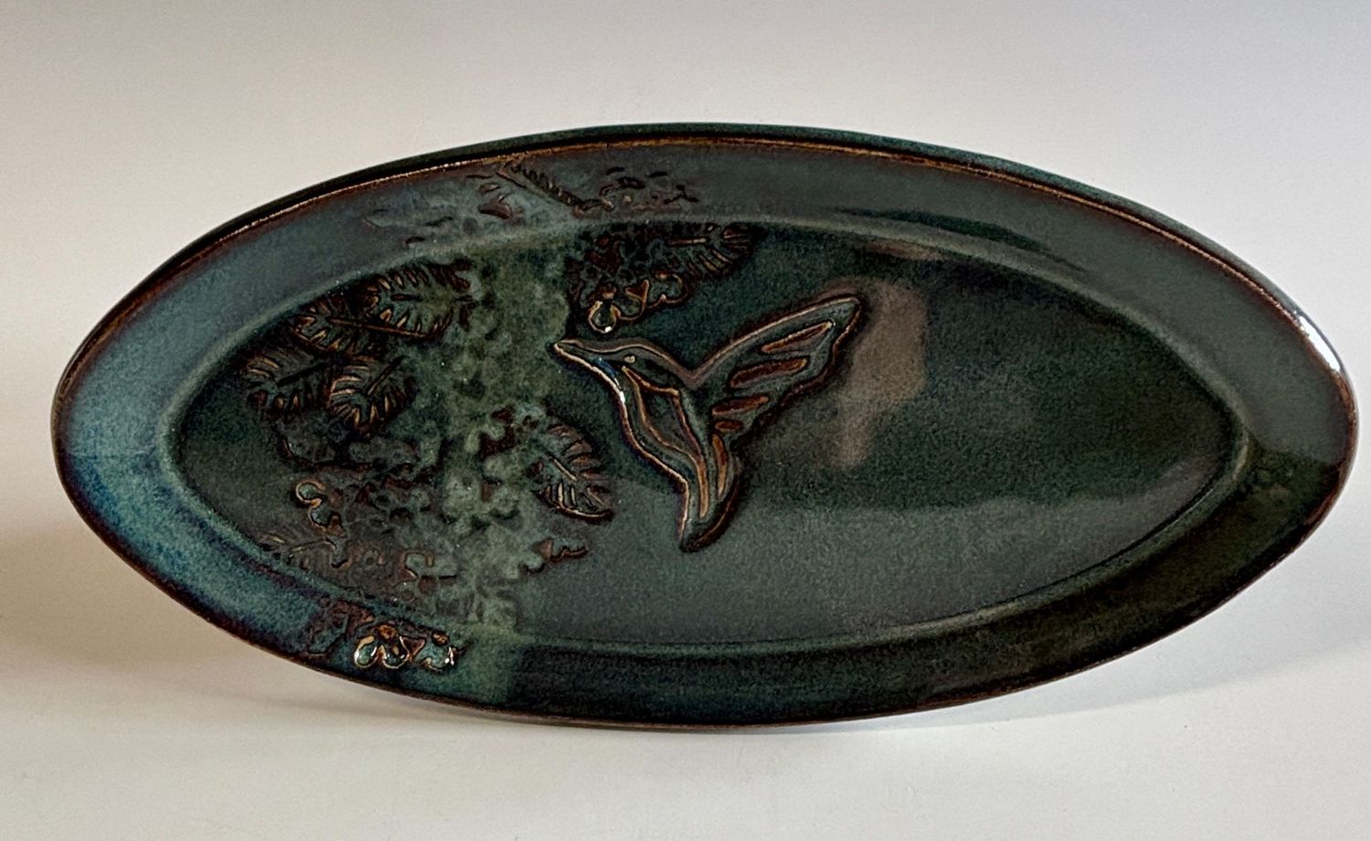 Oval plate - Blue Hummingbird 1