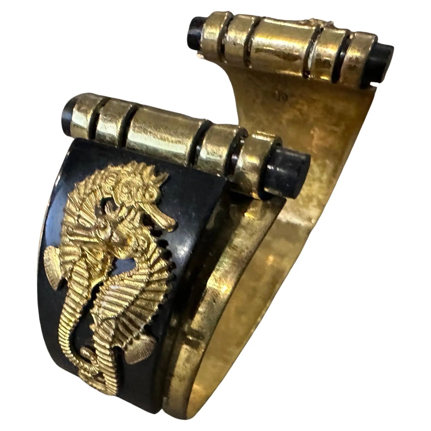 1930 Antique Jean Painlevé Art Deco Bakelite and Brass Seahorses French Bracelet 1930 Antique Jean Painlevé Art Deco Bakelite and Brass Seahorses French Bracelet