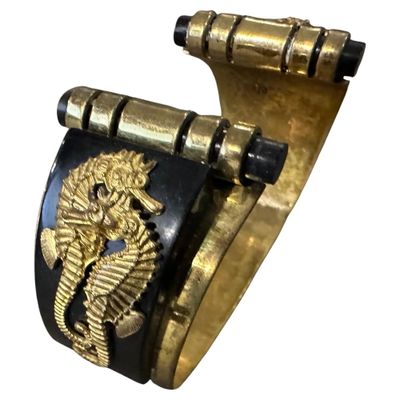 1930 Antique Jean Painlevé Art Deco Bakelite and Brass Seahorses French Bracelet