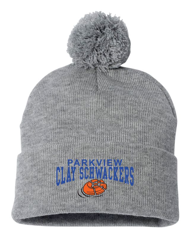 Parkview Clay Schwackers Pom-Pom Beanie, Heather Grey